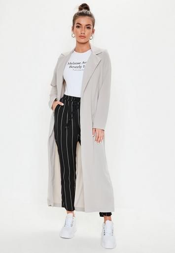 Grey Long Sleeve Maxi Duster Jacket | Missguided (US & CA)