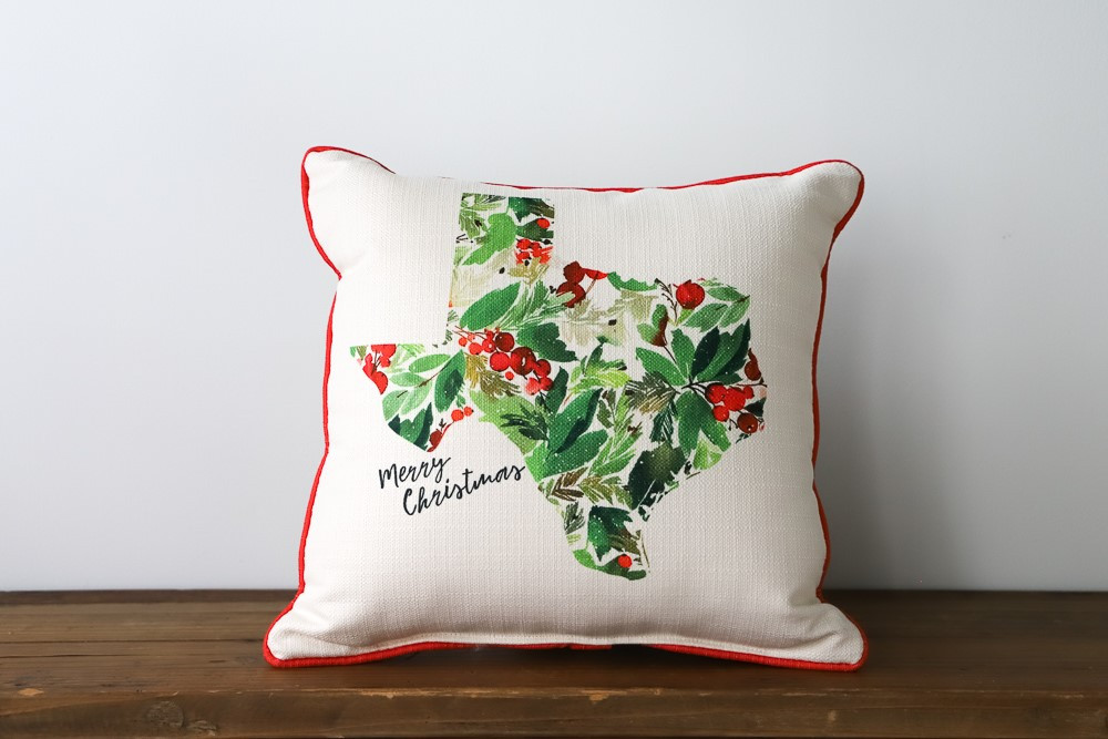 Bright Holly State Pillow | Little Birdie | Little Birdie