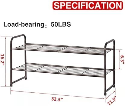 SUFAUY 2-Tier Shoe Rack, Shoe Shelf Storage Organizer for Entryway, Extra Large Capacity, Bedroom Fo | Amazon (US)