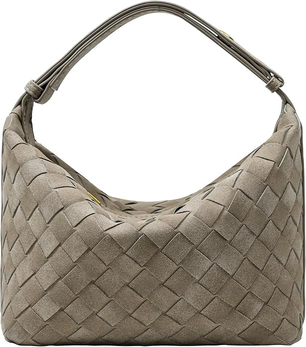 Suede Leather Handbag for Women, Leather Woven Bag, Small Clutch Bag Suede Handbag, Underarm Purs... | Amazon (US)