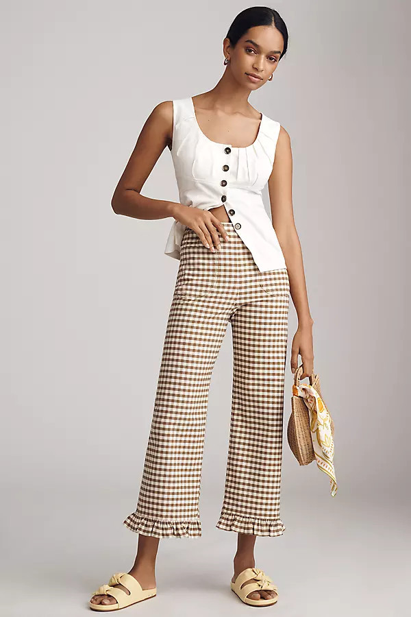The Colette Ruffle-Hem Crop Wide-Leg Pants by Maeve | Anthropologie (US)