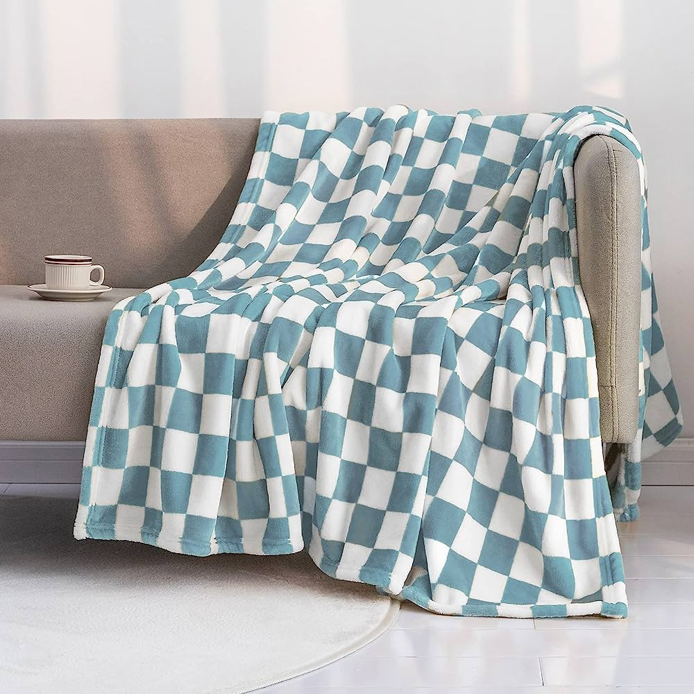 LOMAO Throw Blankets Flannel Blanket with Checkerboard Grid Pattern Soft Throw Blanket for Couch,... | Amazon (US)