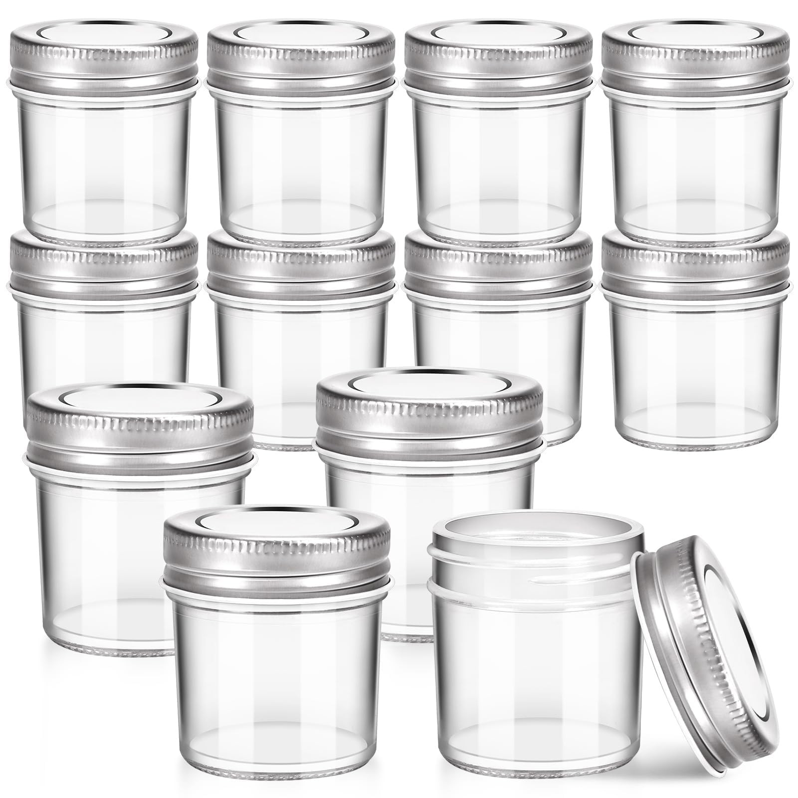 2 oz Mini Marson Jar - Set of 12, Small Glass Jars with Leak-Proof Sliver Lids, Round Little Cann... | Amazon (US)