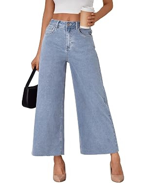 Trendy Queen Women’s High Waisted Wide Leg Jeans Stretchy Barrel Baggy Denim Ankle Cropped Pant... | Amazon (US)