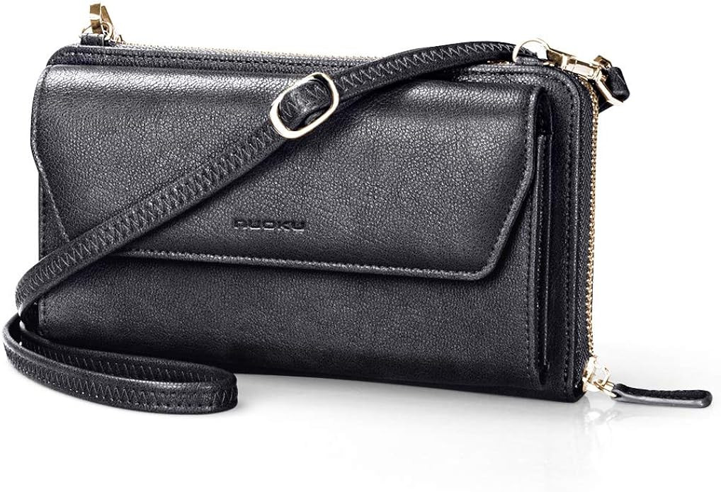 nuoku Womens RFID Wallet Purse Wristlet Crossbody Clutch with Zip Around 2 Strap | Amazon (US)