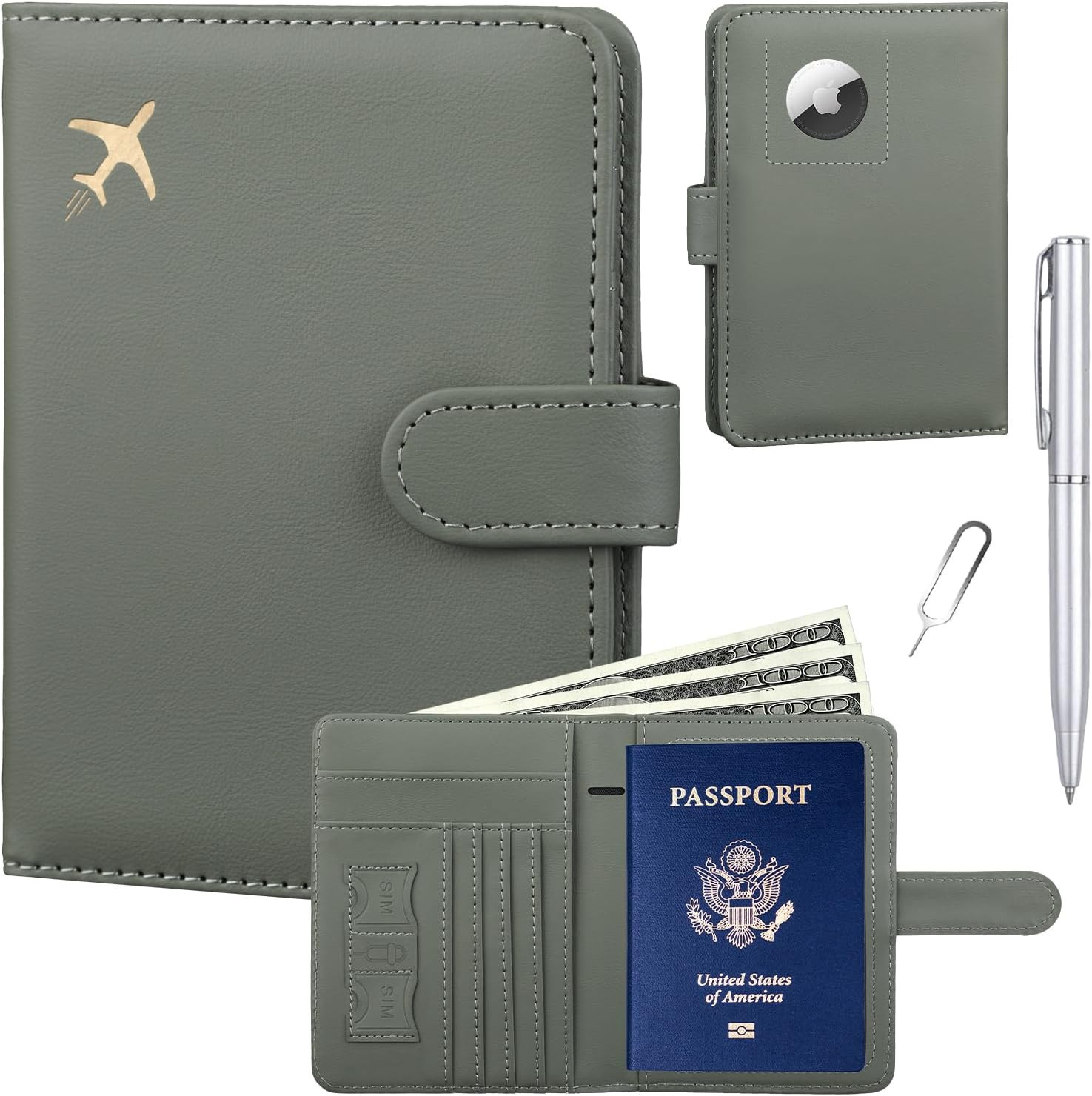 Passport Holder for Travel with AirTag Slot, Passport Book Wallet | Amazon (US)