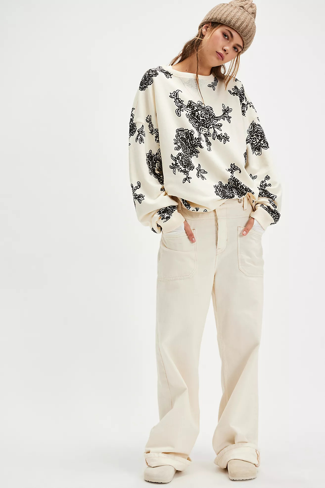 Classic Printed Oversized Crewneck | Free People (Global - UK&FR Excluded)