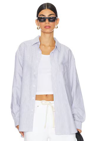 WAO Relaxed Oxford Shirt in Navy Stripe from Revolve.com | Revolve Clothing (Global)