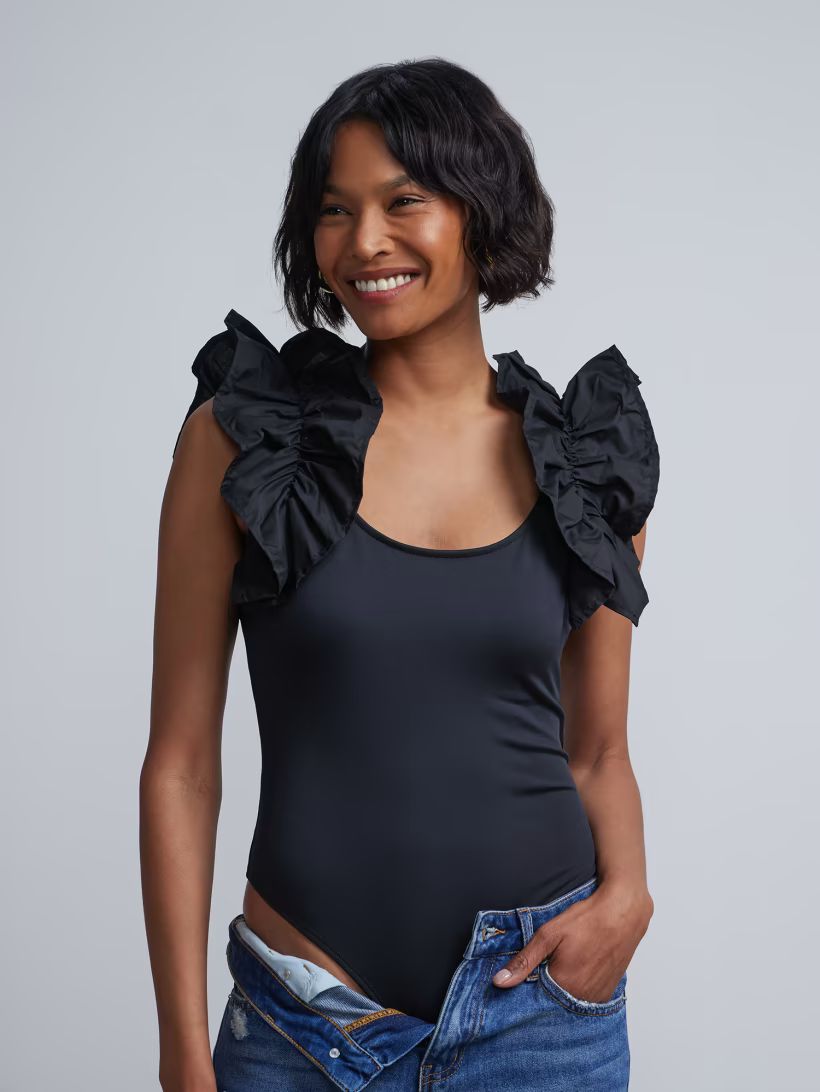 Ruffle-Sleeve Bodysuit - Contour Knits | New York & Company