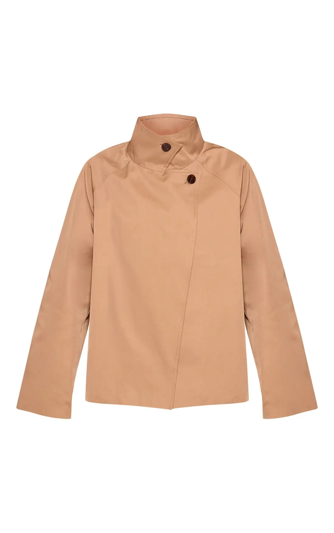 Tan Funnel Neck Midi Trench Coat | PrettyLittleThing | PrettyLittleThing UK