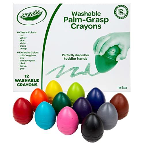 Crayola Toddler Crayons in Egg Shape (12ct), Jumbo Washable Crayons, Big Crayons For Toddlers Age... | Amazon (US)