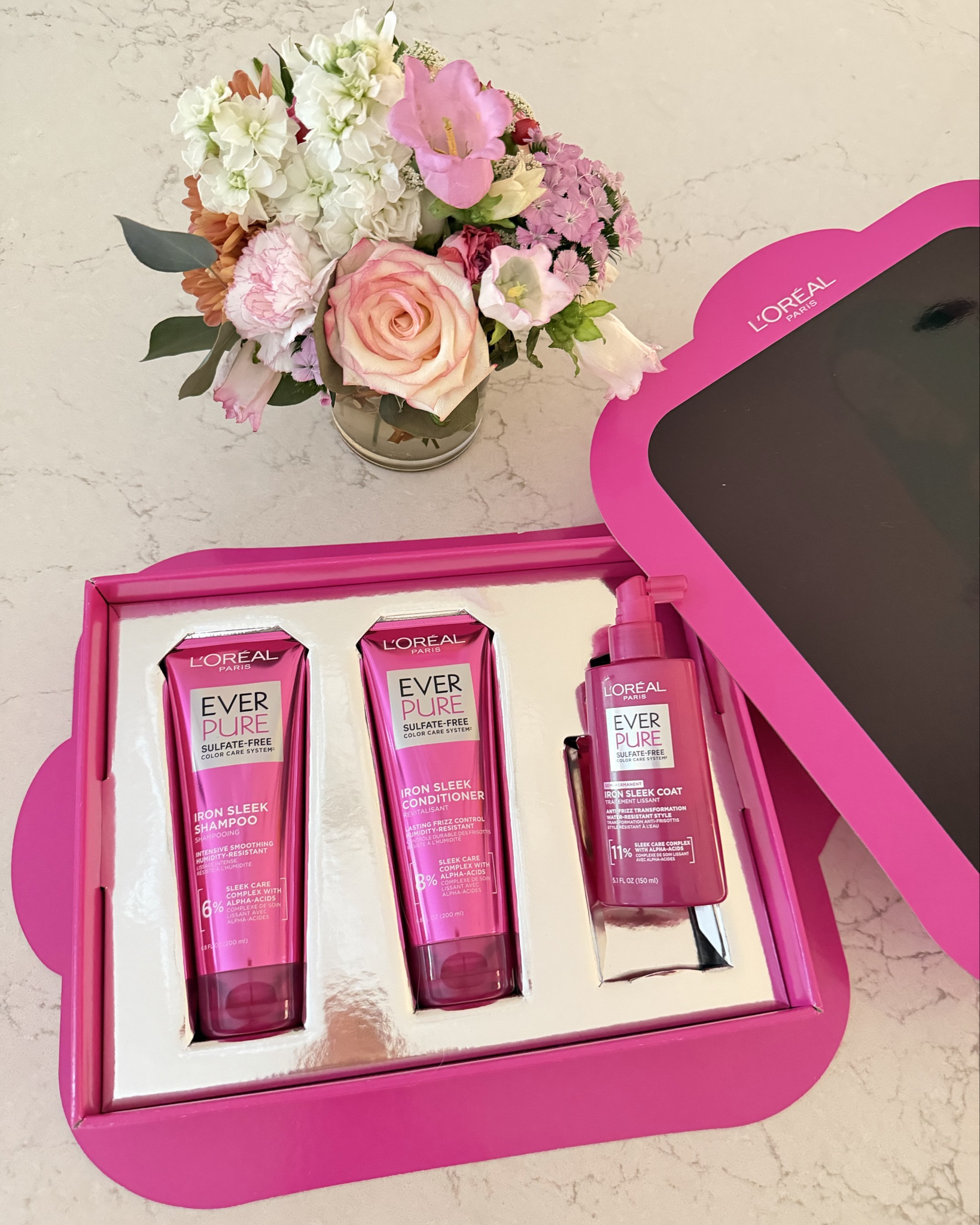 L'Oreal Paris EverPure Sulfate Free Iron Sleek Smoothing Shampoo, 6.8 fl
And conditioner. 

L’Oréal Paris EverPure Sulfate-Free Anti-Frizz Smoothing Iron Sleek Coat Hair Treatment

#LTKgrwm #LTKOver40 #LTKBeauty