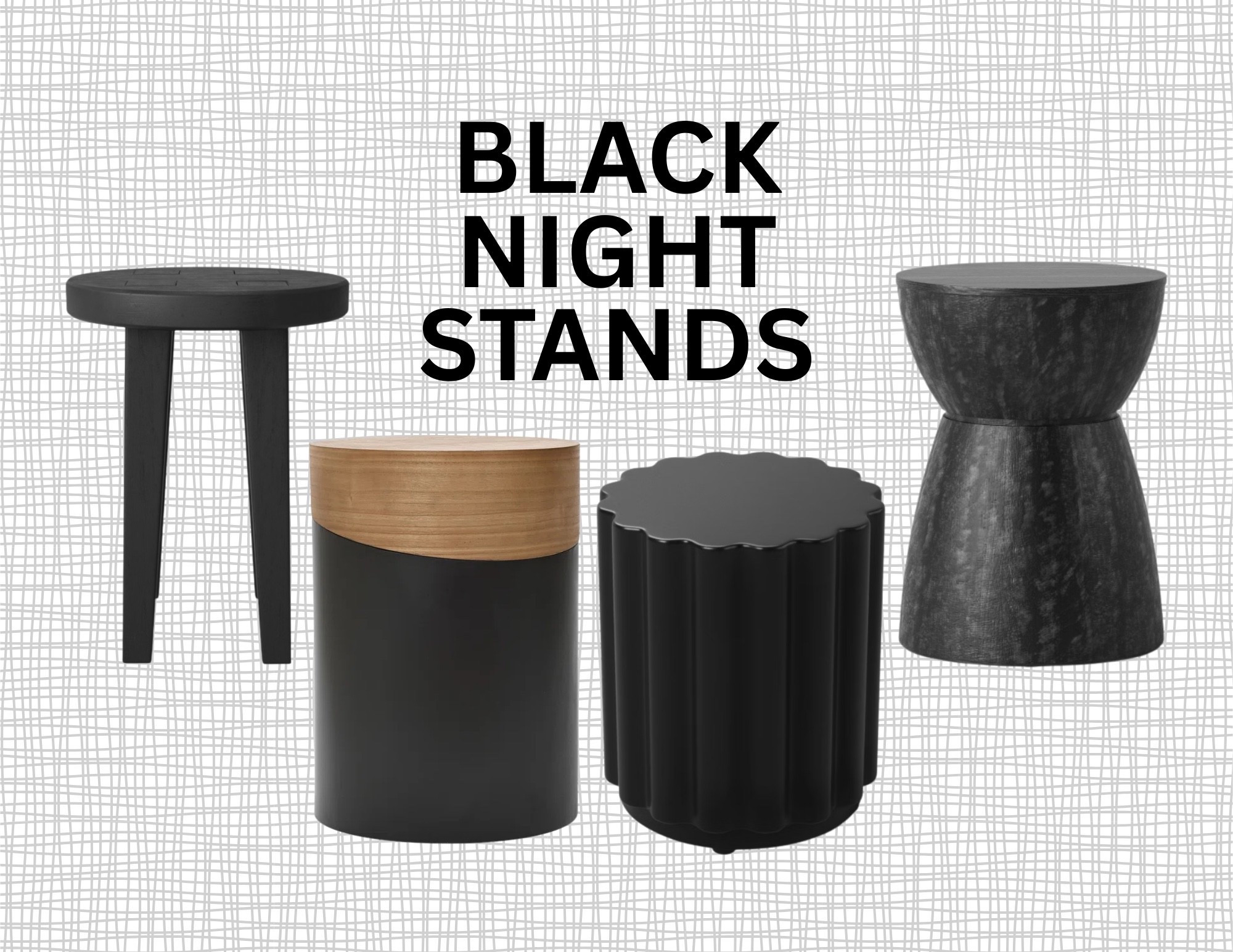 Various black nightstands
