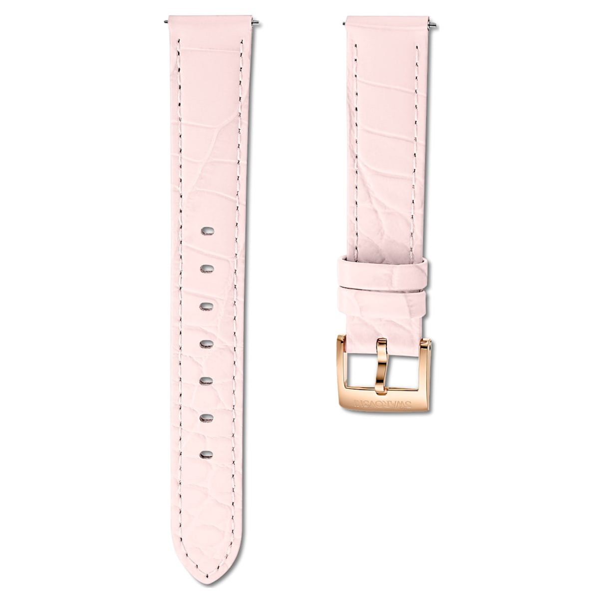Cinturino per orologio, Larghezza: 15 mm (0.59""), Pelle con impunture, Rosa, Finitura in tono oro rosa | SWAROVSKI