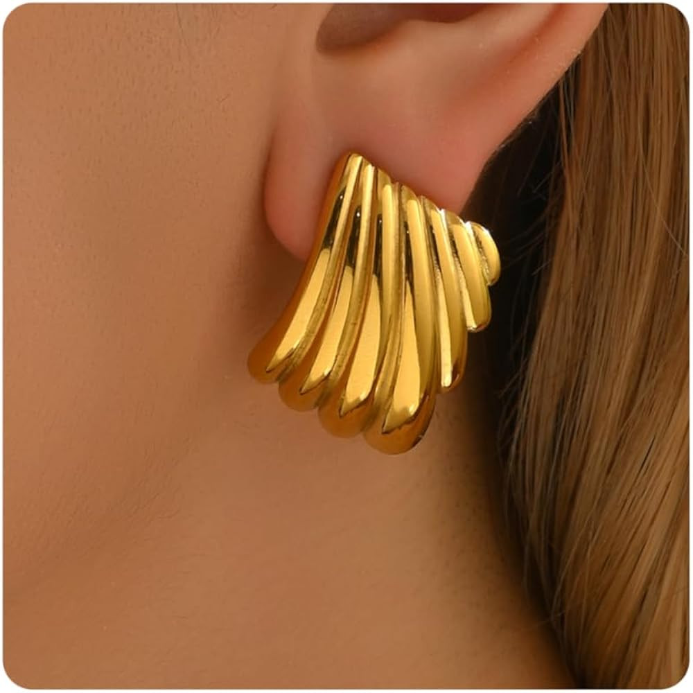 Trendy Gold Earrings for Women 18K Gold Plated Dainty Geometric Stud Earring Simple Minimalist Pe... | Amazon (US)