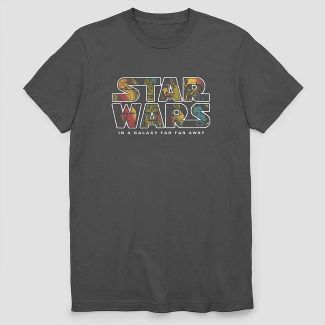 Men's Star Wars Character Logo Short Sleeve Graphic T-Shirt - Charcoal Gray | Target