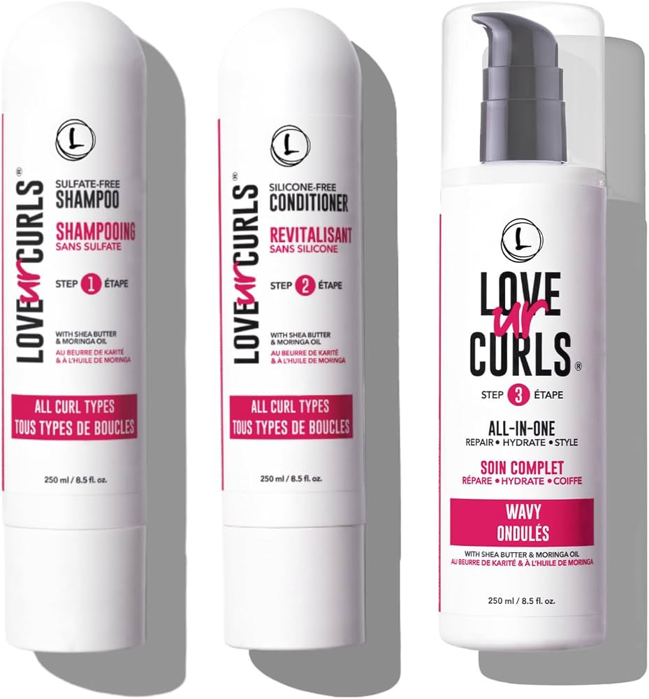 Love Ur Curls - Shampoo & Conditioner Set with All in One Curl Cream Styler for Wavy Hair, 3 Step... | Amazon (US)