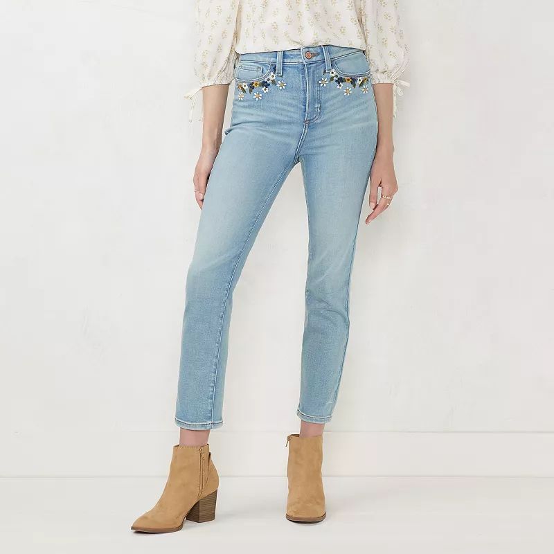 Women's LC Lauren Conrad Super 5-pocket Straight-Leg High-Waisted Jeans, Size: 16, Light Blue | Kohl's
