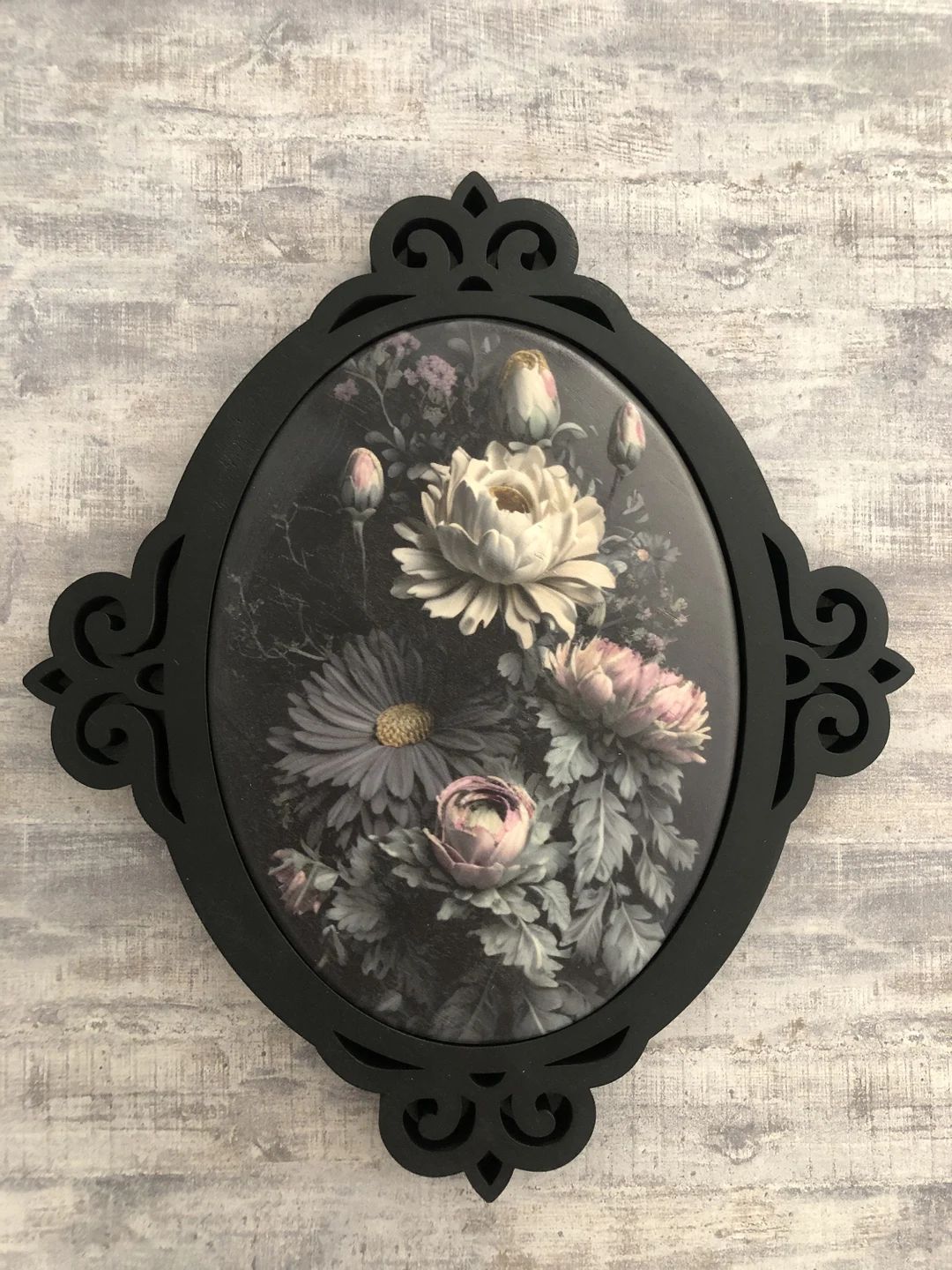Moody Dark Flowers Wall Plaque,Vintage witch,Witch Home Decor,Dark Academia,Gothic wall art,Gothi... | Etsy (US)