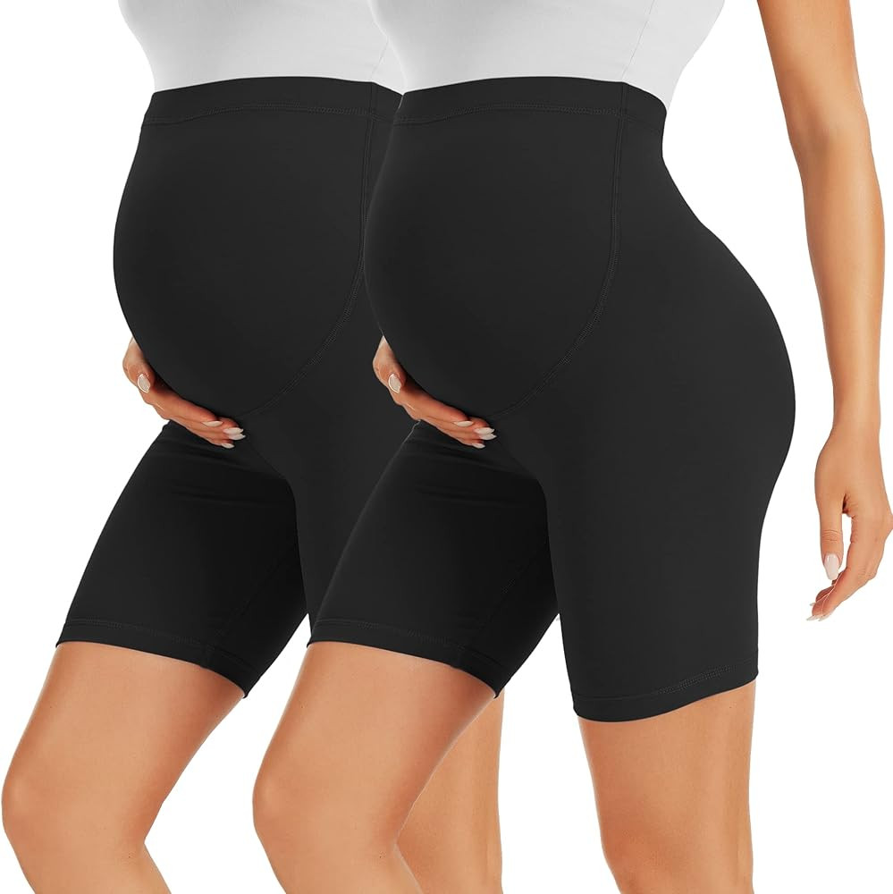 BONVIGOR Maternity Shorts Over The Belly - 5" Biker Workout Yoga Active Athletic Pregnancy Short ... | Amazon (US)