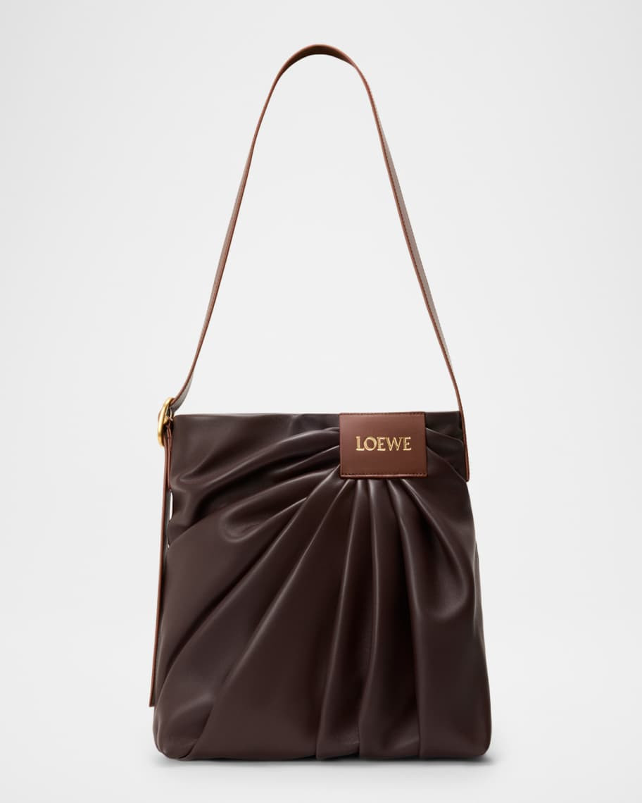 Loewe Pleated Shoulder Bag in Leather | Neiman Marcus