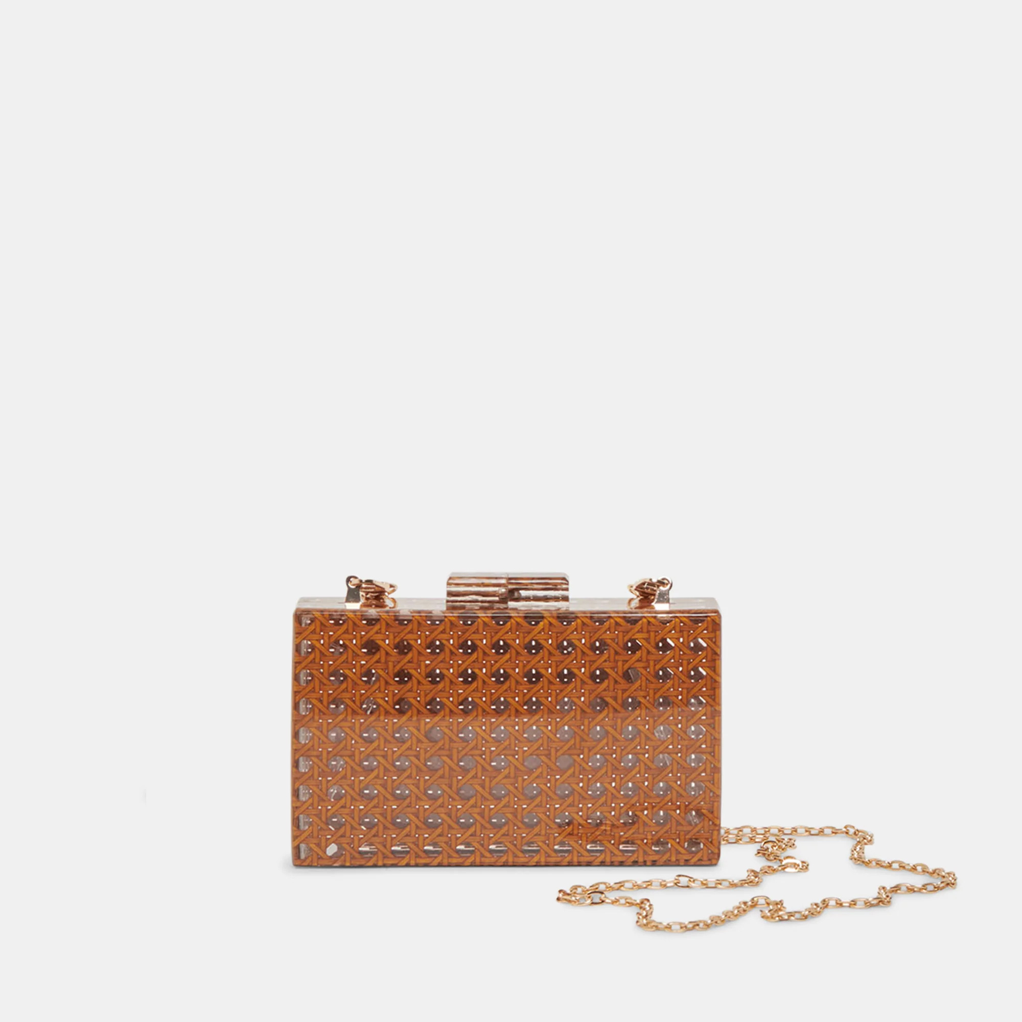 CANE CLUTCH BROWN MULTI CANING | DolceVita.com