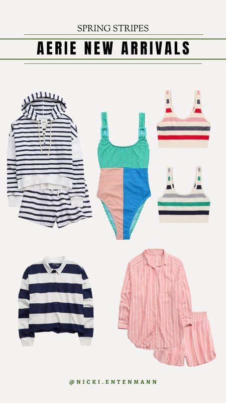 New drop at Aerie! Love these trending  bold stripes styles! 

Aerie, stripe shirt, stripe swim, rugby shirt for women, linen set, nicki entenmann 

#LTKSeasonal #LTKstyletip