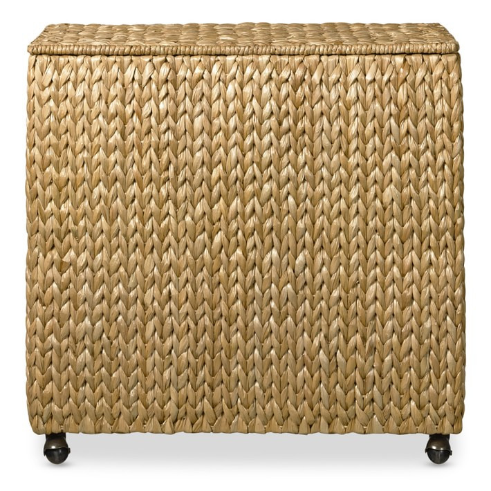 Nantucket Woven Seagrass Double Hamper on Wheels | Williams-Sonoma