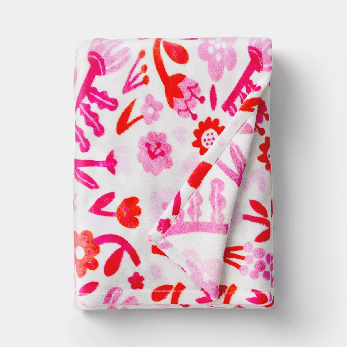Printed Plush Throw Ivory/Pink/Red - Room Essentials™ | Target