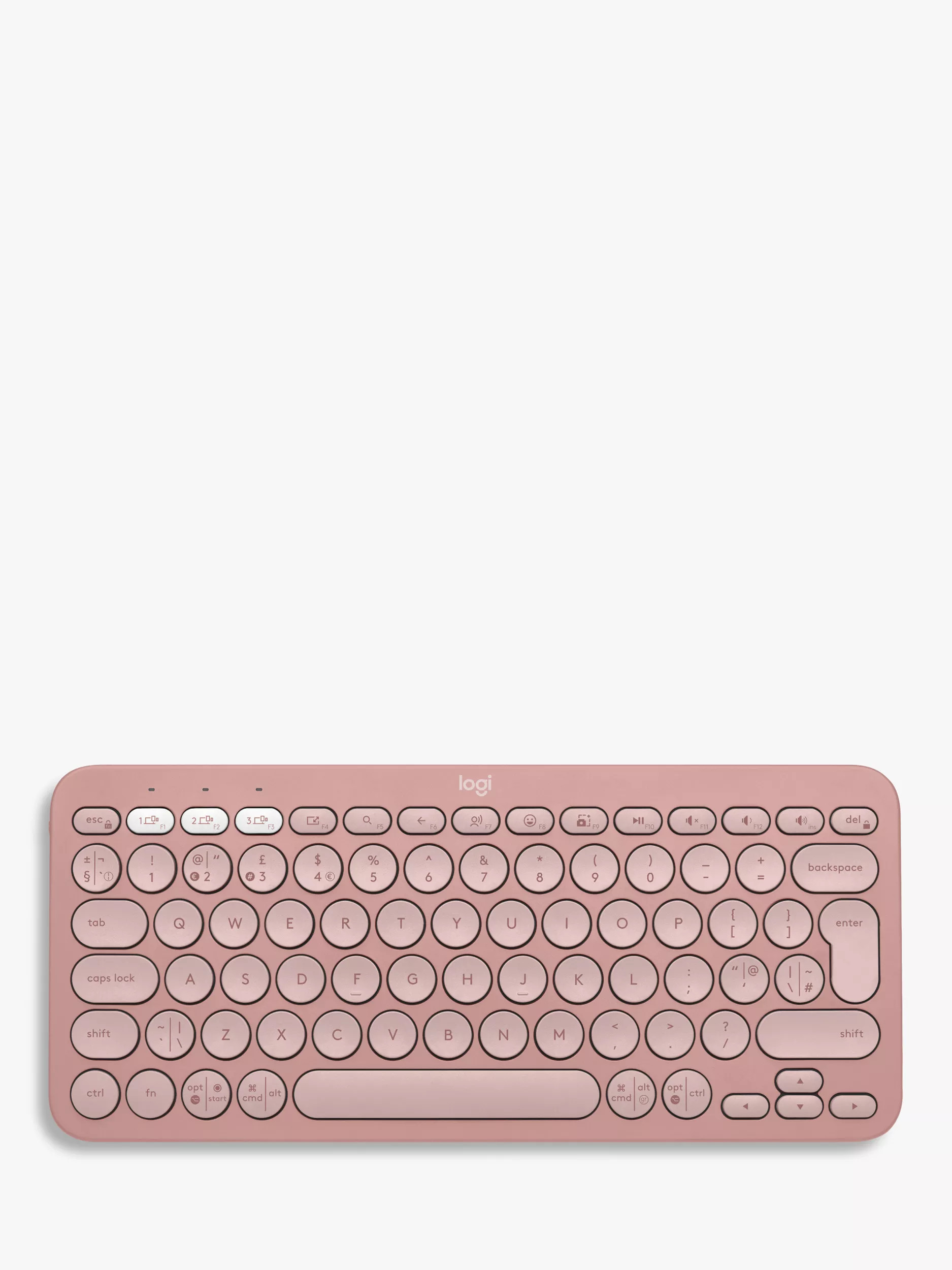 LogitechPebble Keys 2 K380s Minimalist Keyboard, Rose | John Lewis (UK)