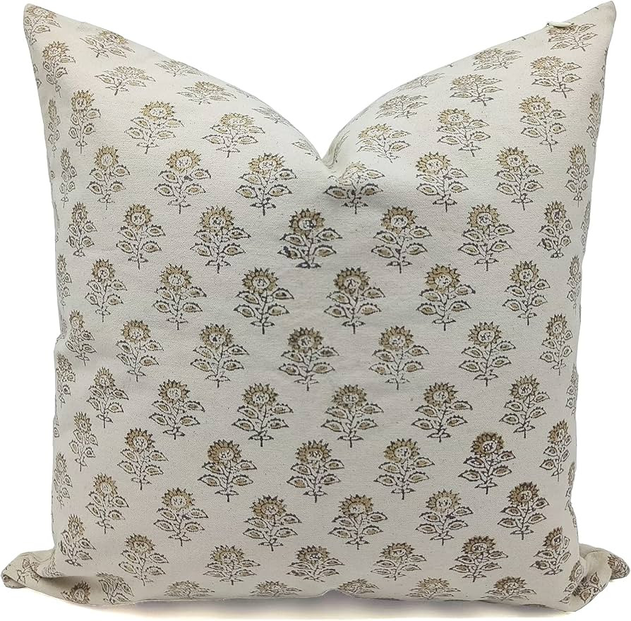 Block Print Thick Cotton 14X14 Throw Pillowcase Cushion Cover Handmade Vintage for Sofa and Couch... | Amazon (US)