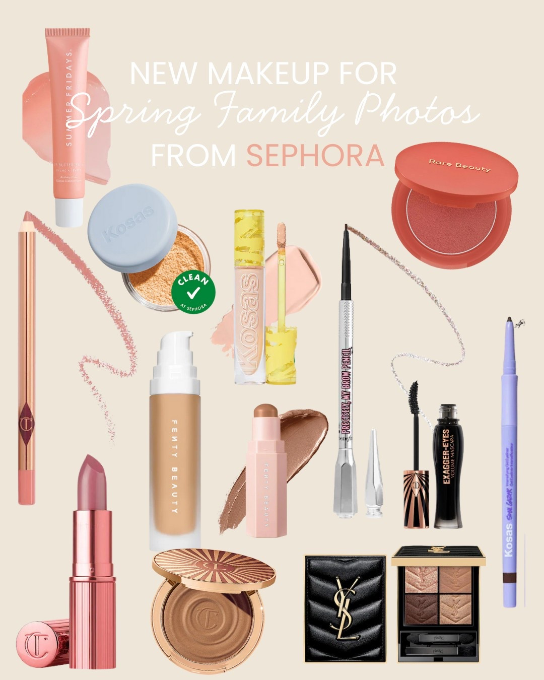 Picked up a few fresh favorites from Sephora just in time for spring family photos 🌸✨ Linking everything I’m loving for a soft, timeless look!

Makeup Products Shade List:
Fenty Beauty Foundation — Shades 230 & 265
Fenty Beauty Contour Stick — Shade Mocha
Rare Beauty Powder Blush — Shade Worth
Charlotte Tilbury Lipstick — Shade Icon Baby
Charlotte Tilbury Lip Liner — Shade Pillow Talk
Summer Fridays Lip Butter Balms — Shades Sweet Mint, Pink Sugar, Brown Sugar

#LTKFindsUnder100