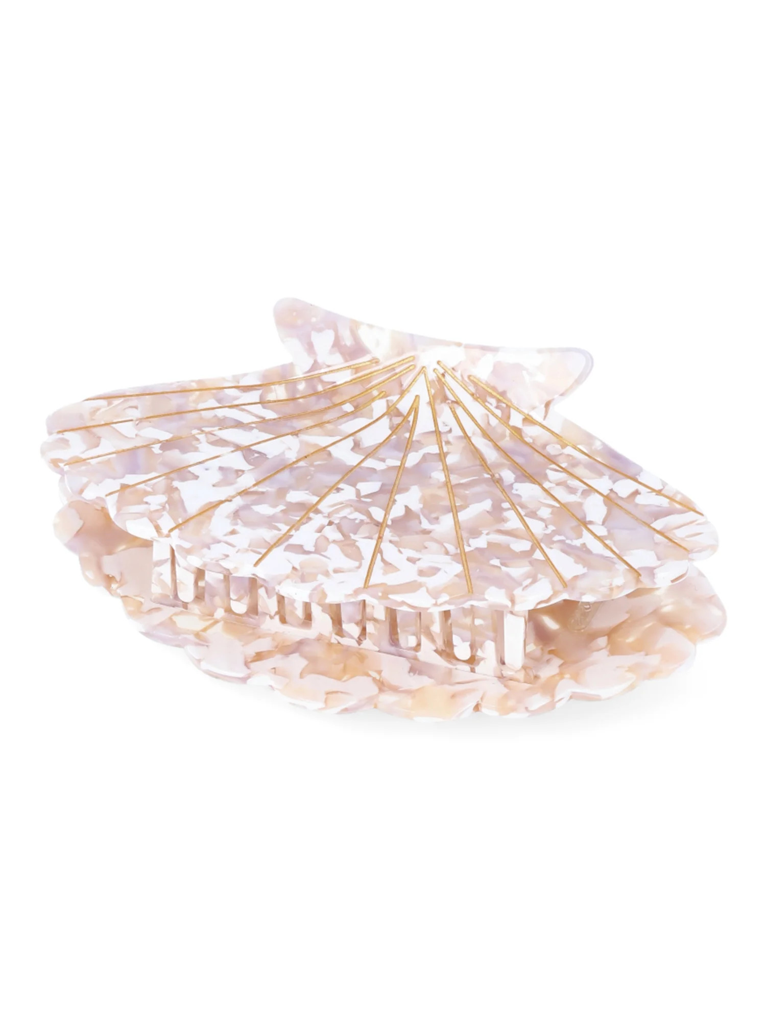 Time and Tru Women’s Large Acrylic Seashell Hair Claw Clip, Tan | Walmart (US)