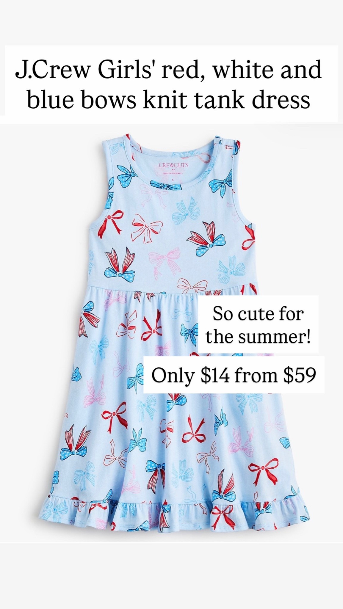 J.Crew Girls' red, white and blue bows knit tank dress

#LTKKids #LTKSaleAlert