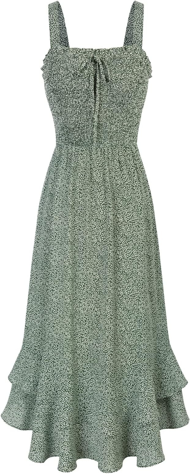 GRACE KARIN Women's 2025 Summer Floral Maxi Dresses, Spring Boho A Line Long Dress, Casual Square... | Amazon (US)