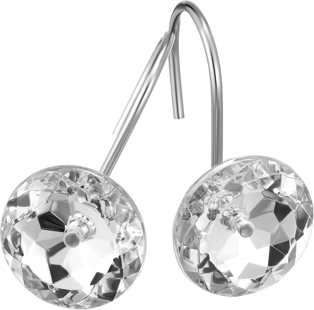 MitoVilla Silver Shower Curtain Hooks Rings, White Durable Metal Shower Hooks for Shower Curtain ... | Amazon (US)