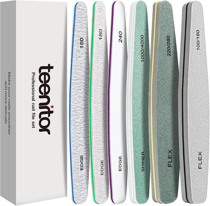 Teenitor Nail File Nail Buffer, 6 pcs Nail Files and Buffers for Natural Nails, Emery Boards for ... | Amazon (US)