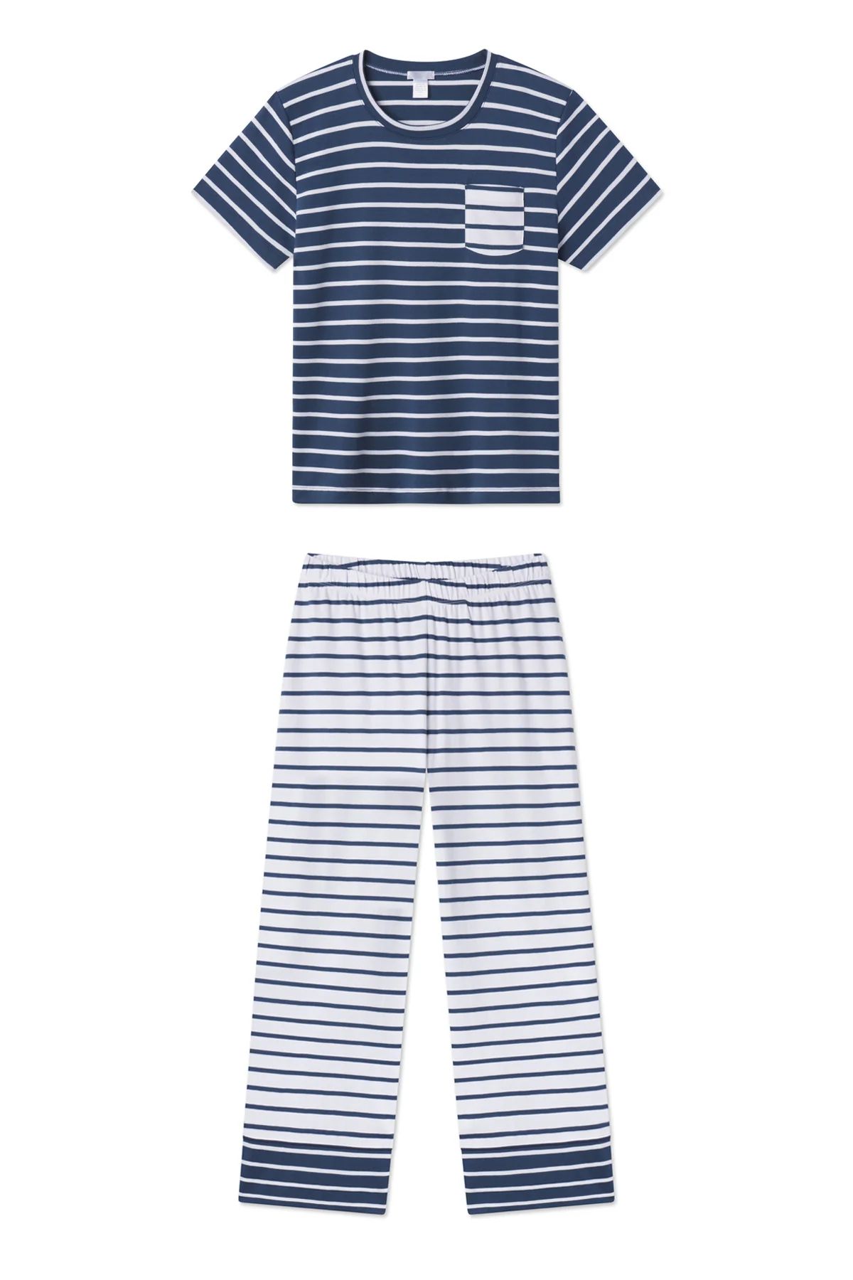 Pima Wide Leg Pajama Set in Mixed Breton Stripe | Lake Pajamas