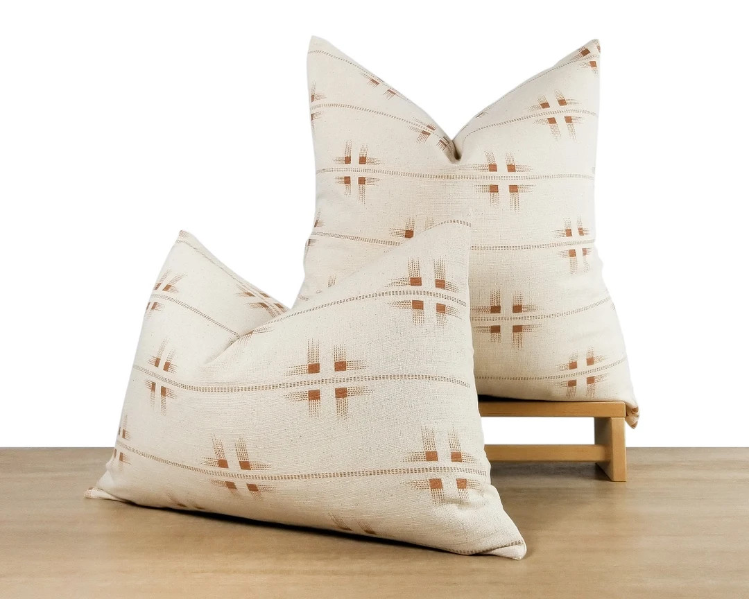 Cream & Sienna Pillow Cover | Rust Throw Pillow || Pillow Inserts Available - Etsy | Etsy (US)