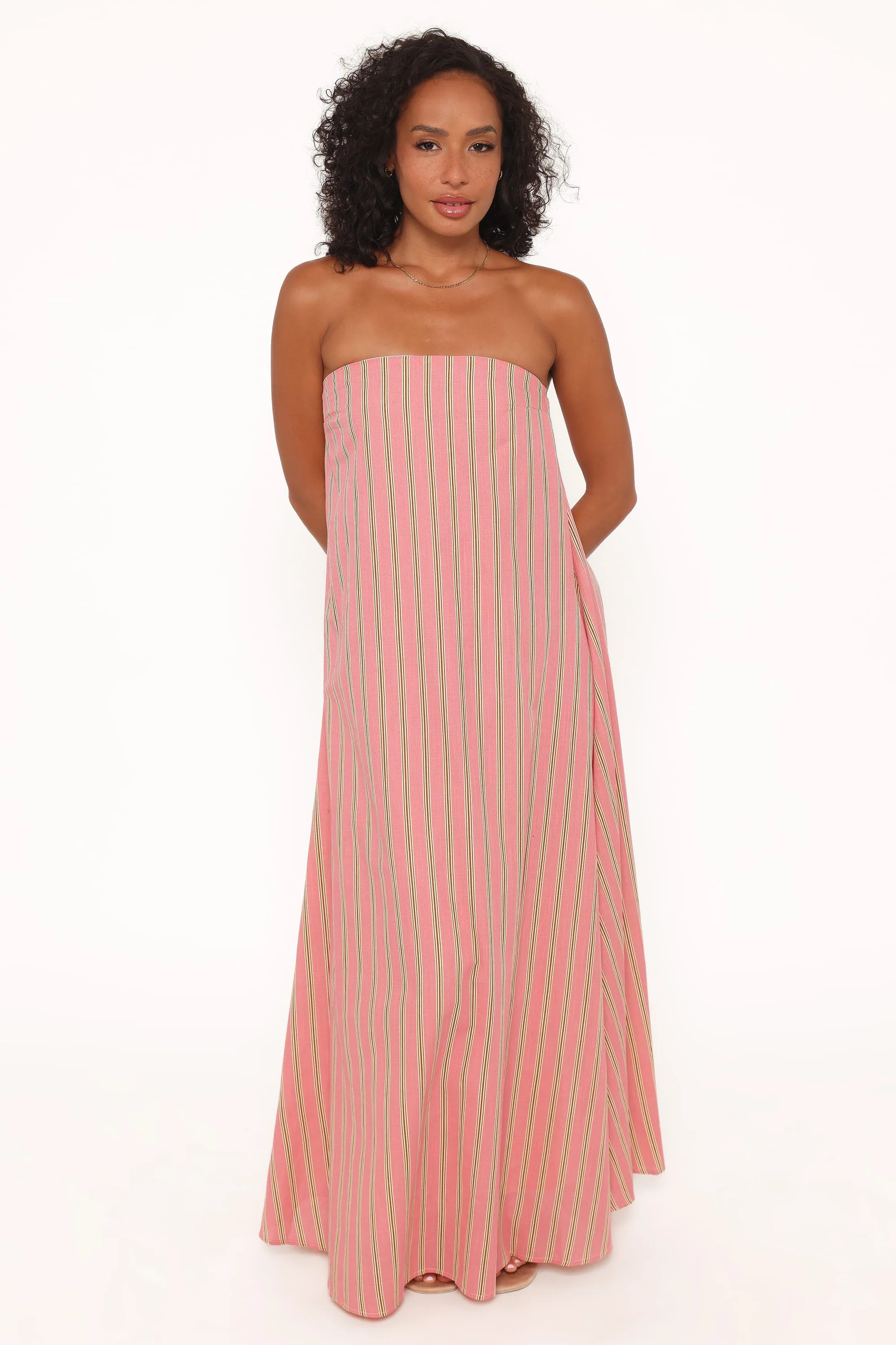 Soph Strapless Maxi Dress - Pink Stripe | Petal & Pup (US)