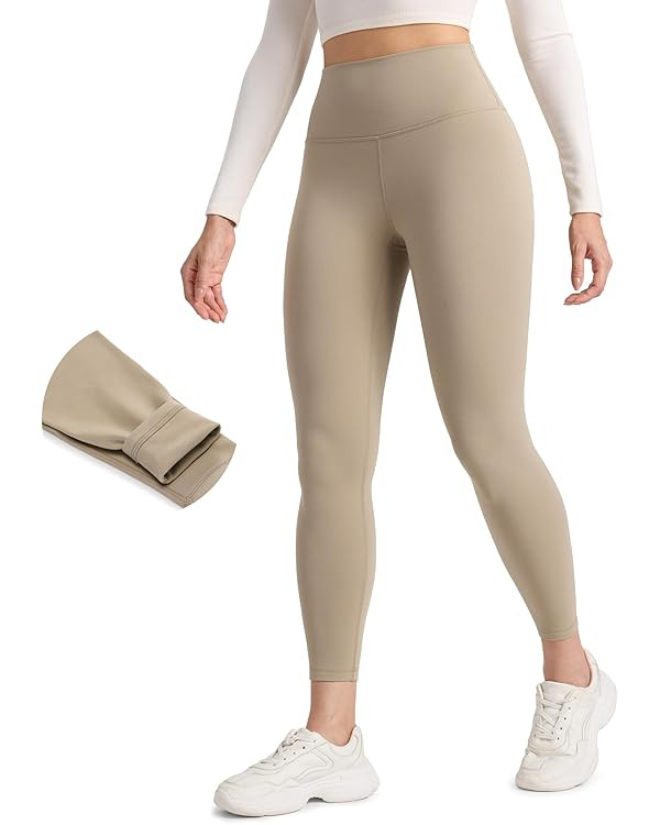 CRZ YOGA Womens Fleece Lined Leggings 25" - Matte Thermal Winter Warm Thick Yoga Pants High Waist... | Amazon (UK)