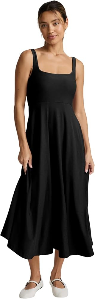 Beyond Yoga Women's Featherweight At The Ready Square Neck Midi Dress | Amazon (US)