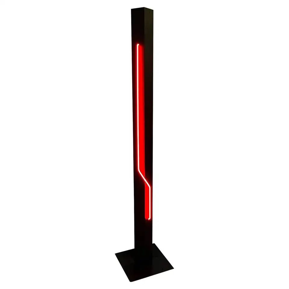 Mid-Century Post Modern Black with Red Torchiere Neon Floor Lamp by Rudi Stern | 1stDibs