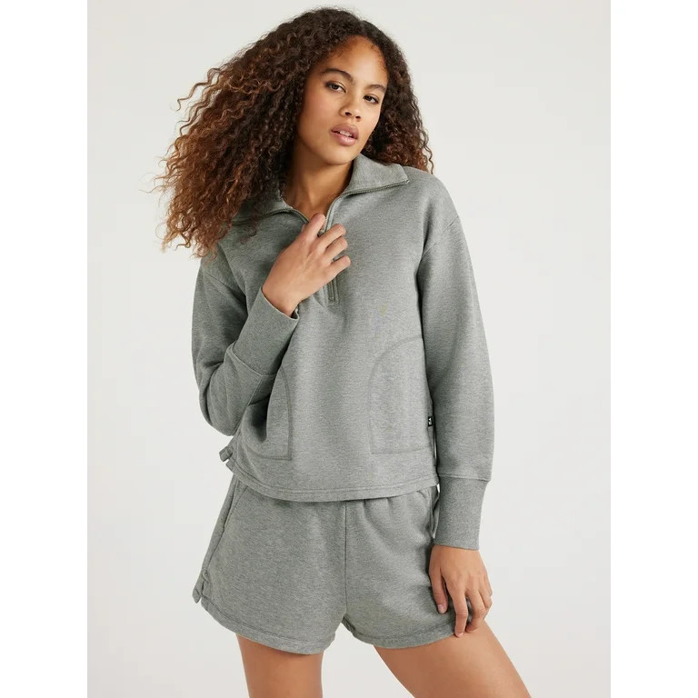 Free Assembly Women's Half Zip Sweatshirt, Sizes XS-XXXL - Walmart.com | Walmart (US)