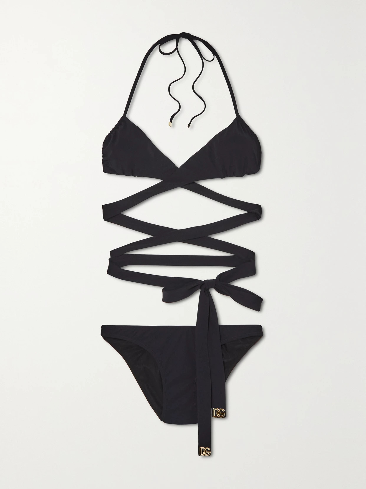 Dolce & Gabbana - Embellished Halterneck Bikini - Black | NET-A-PORTER (US)