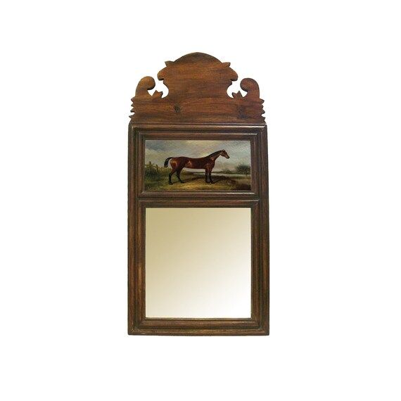 19-1/4 Wood Framed Mirror With hunter Horse - Etsy | Etsy (US)