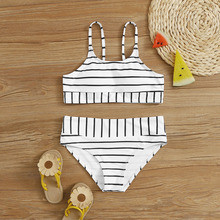 Girls Striped Top With High Waisted Bikini | SHEIN