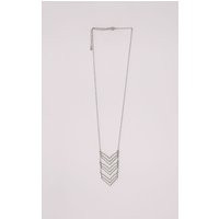 Hermia Silver Long Chevron Necklace | PrettyLittleThing US