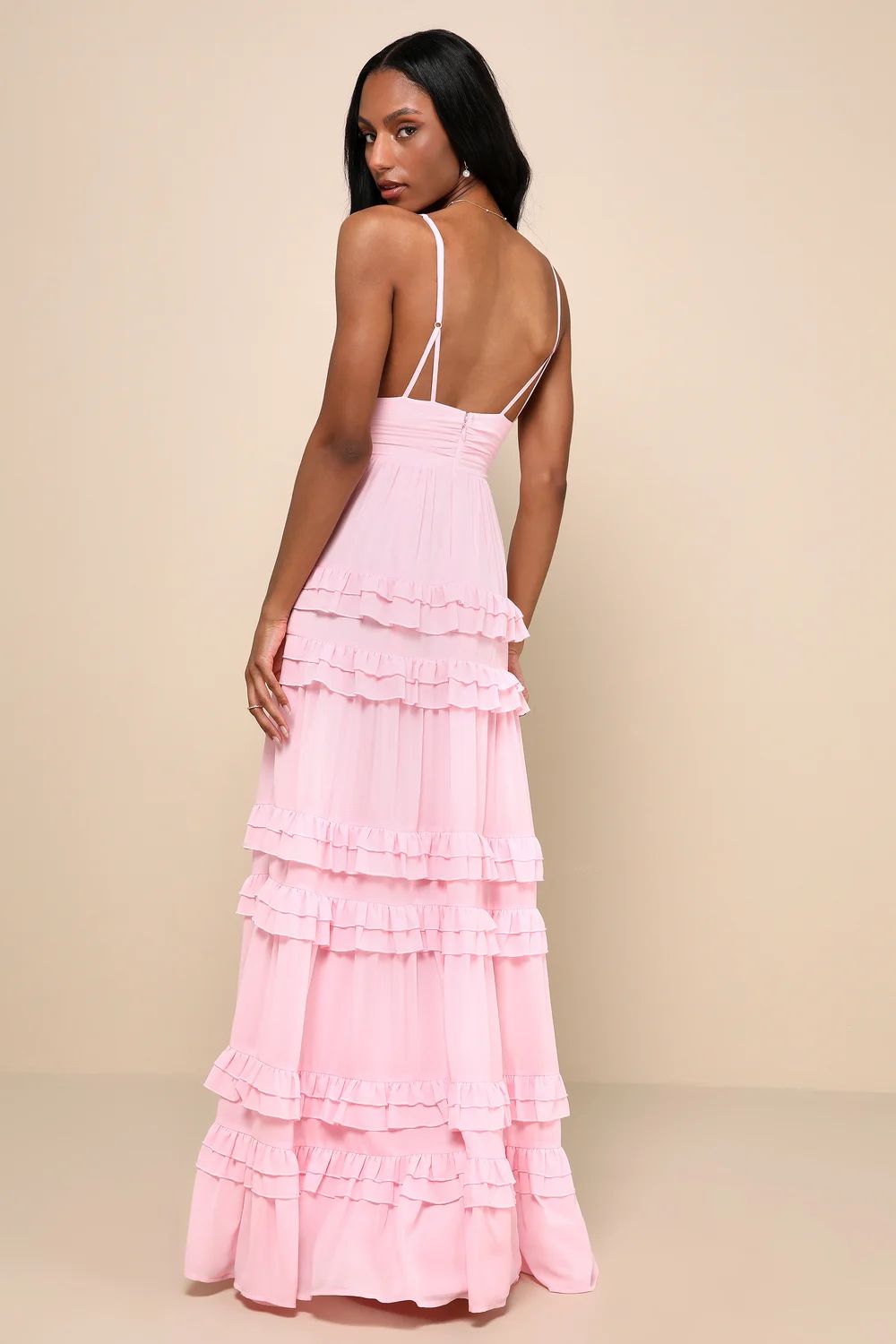 Lavish Perfection Light Pink Ruffled Tiered Maxi Dress | Lulus