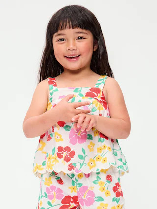 Sleeveless Double-Weave Scalloped-Hem Top for Toddler Girls | Old Navy (US)